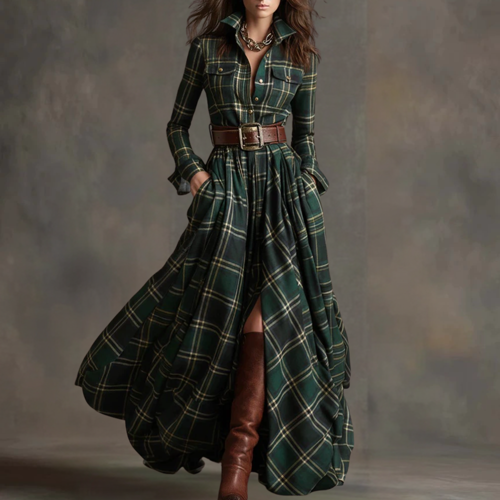 Women's Leopard Print Velvet Colorblock Lapel Long Overcoat