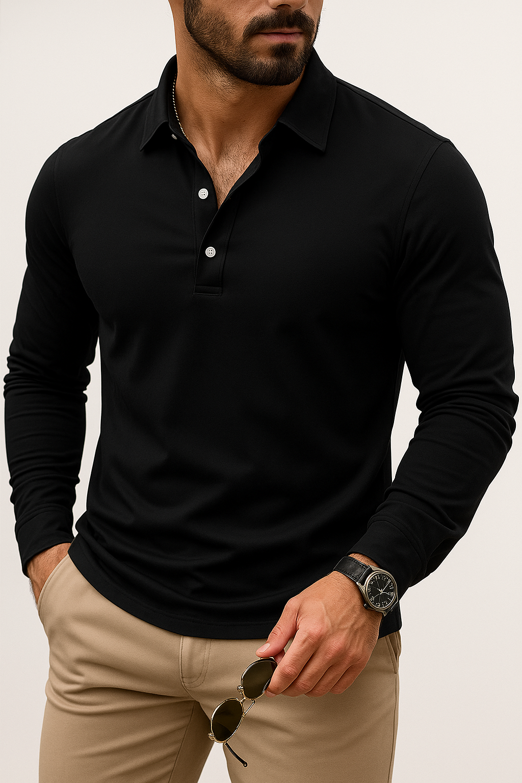 Men’s Casual Long Sleeve Shirt | Polo, Slim Fit