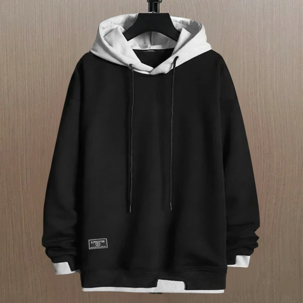 Men's Oversized Pullover Hoodie - Drawstring Contrast