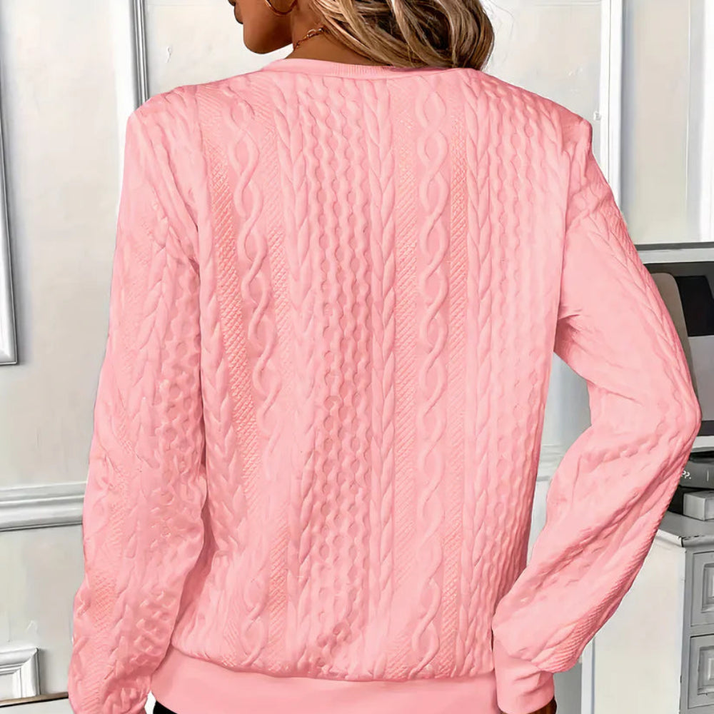 Women's Cable Knit Zip Up Long Sleeve Pullover Sweater - Fitted