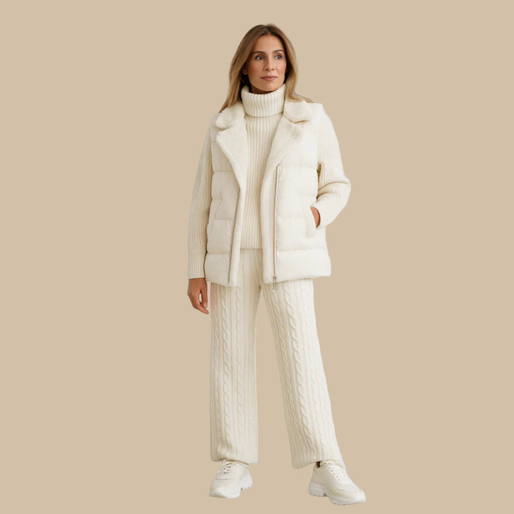 Women's Cozy Knit Sweater Pants Vest Set Winter Fashion 6