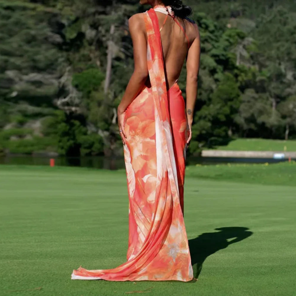 Women's One Shoulder Satin Evening Dress - Elegant Draped Maxi