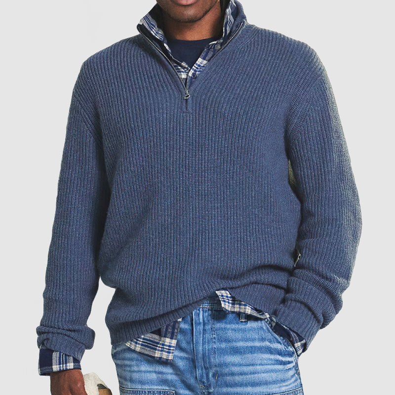 Men’s Warm Stylish Quarter Zip Sweater | Long Sleeve Knitwear