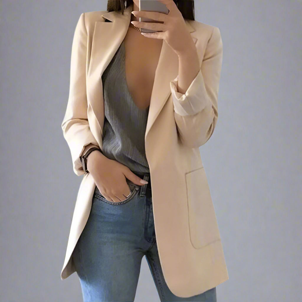 Women’s Casual Blazer | Longline Open Front Smart