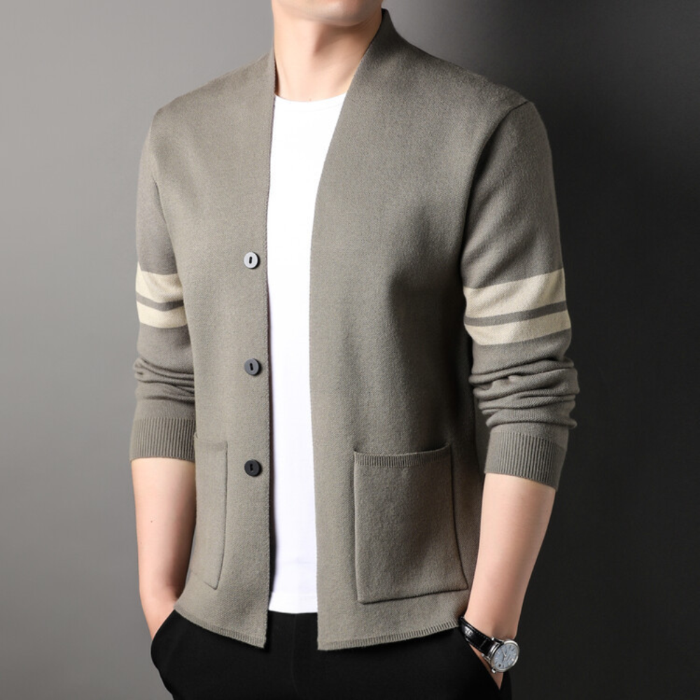 Men's Button Front Long Sleeve Cardigan - Knit Sweater
