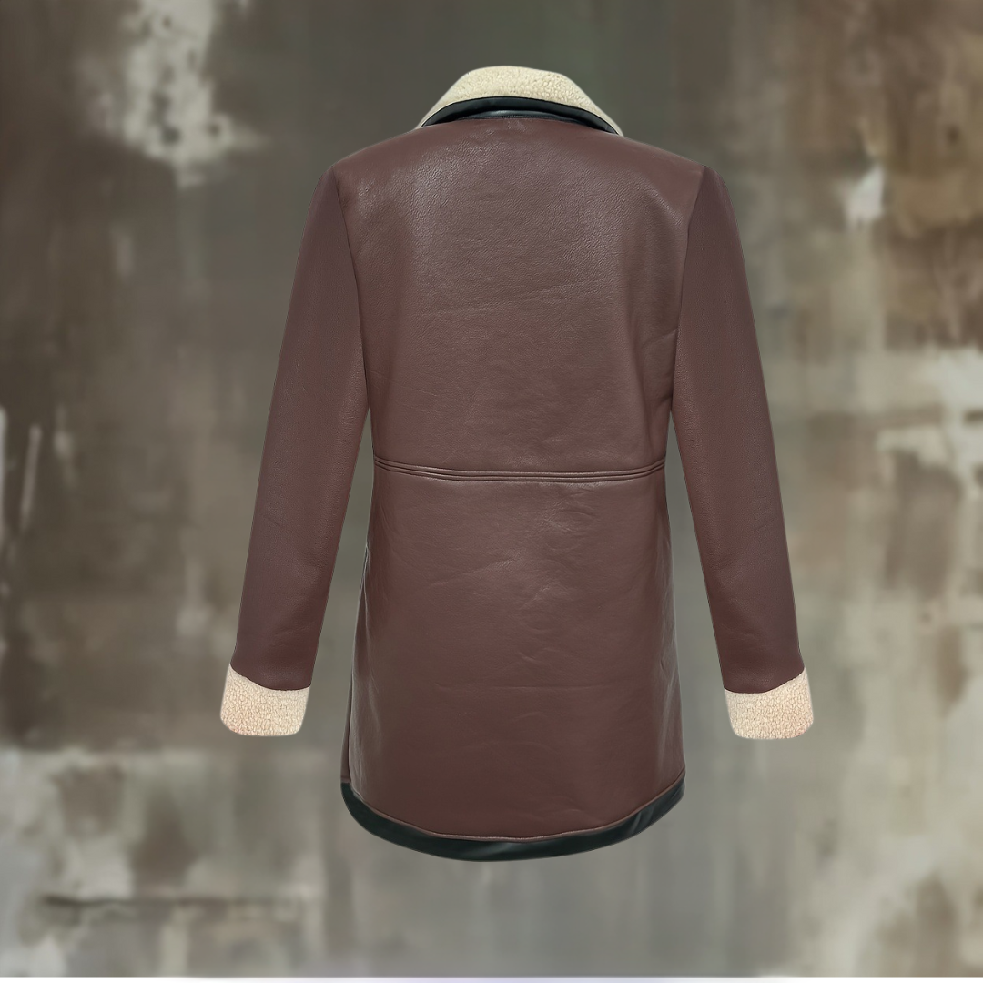 Women’s Shearling Leather Winter Coat – Warm Vintage Jacket