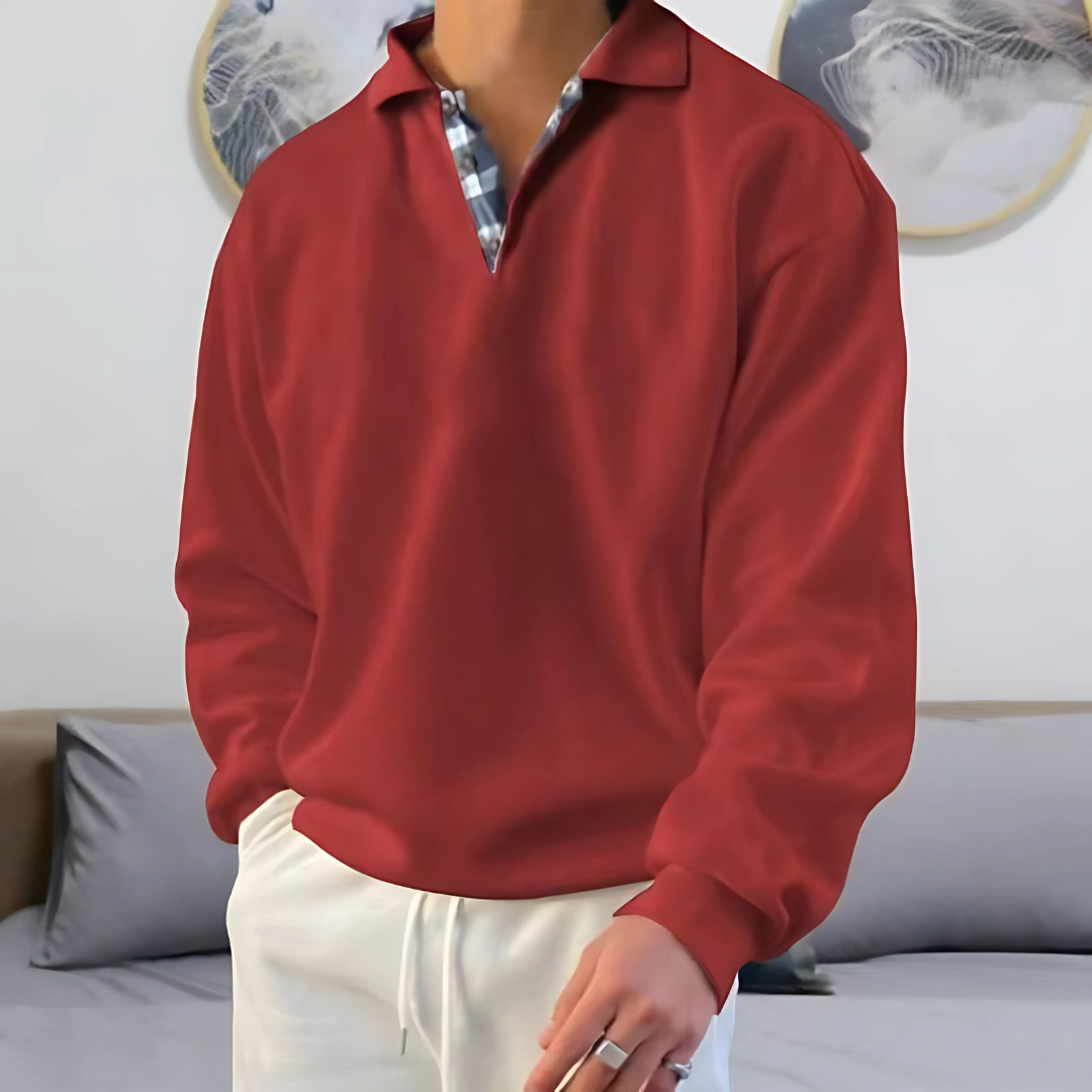 Men’s Lightweight Polo Sweater | Casual Long Sleeve Knitwear