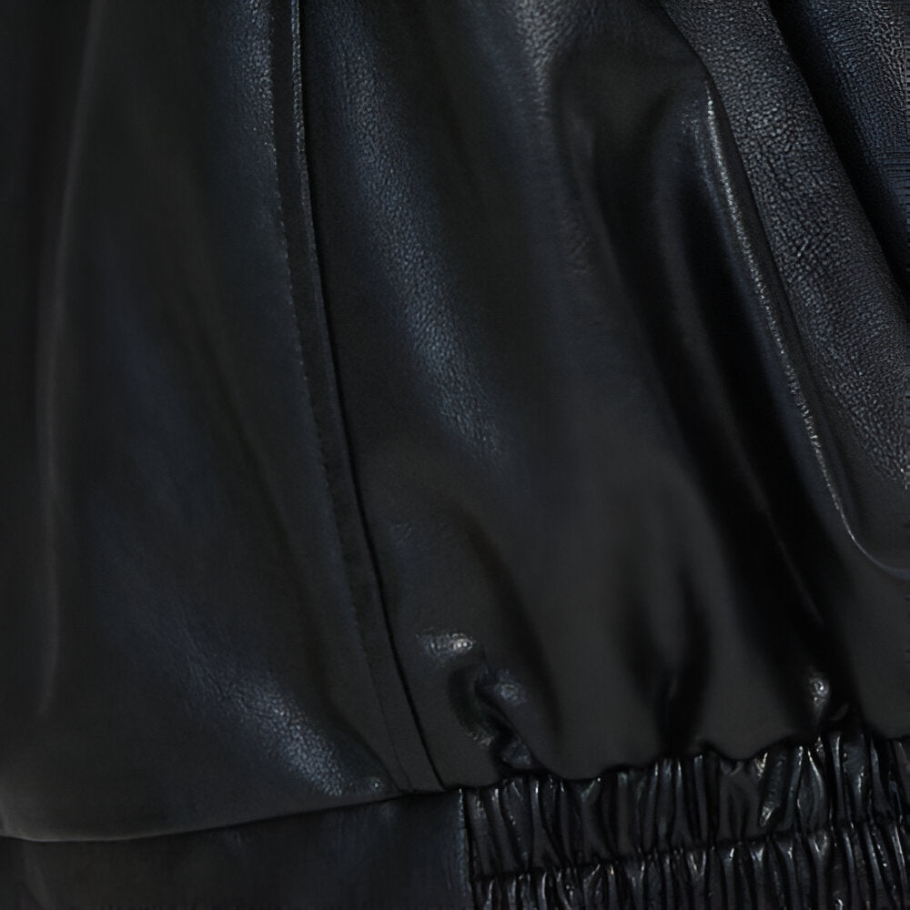 Women Oversized Faux Leather Jacket | Loose Fit Bomber Zip Up