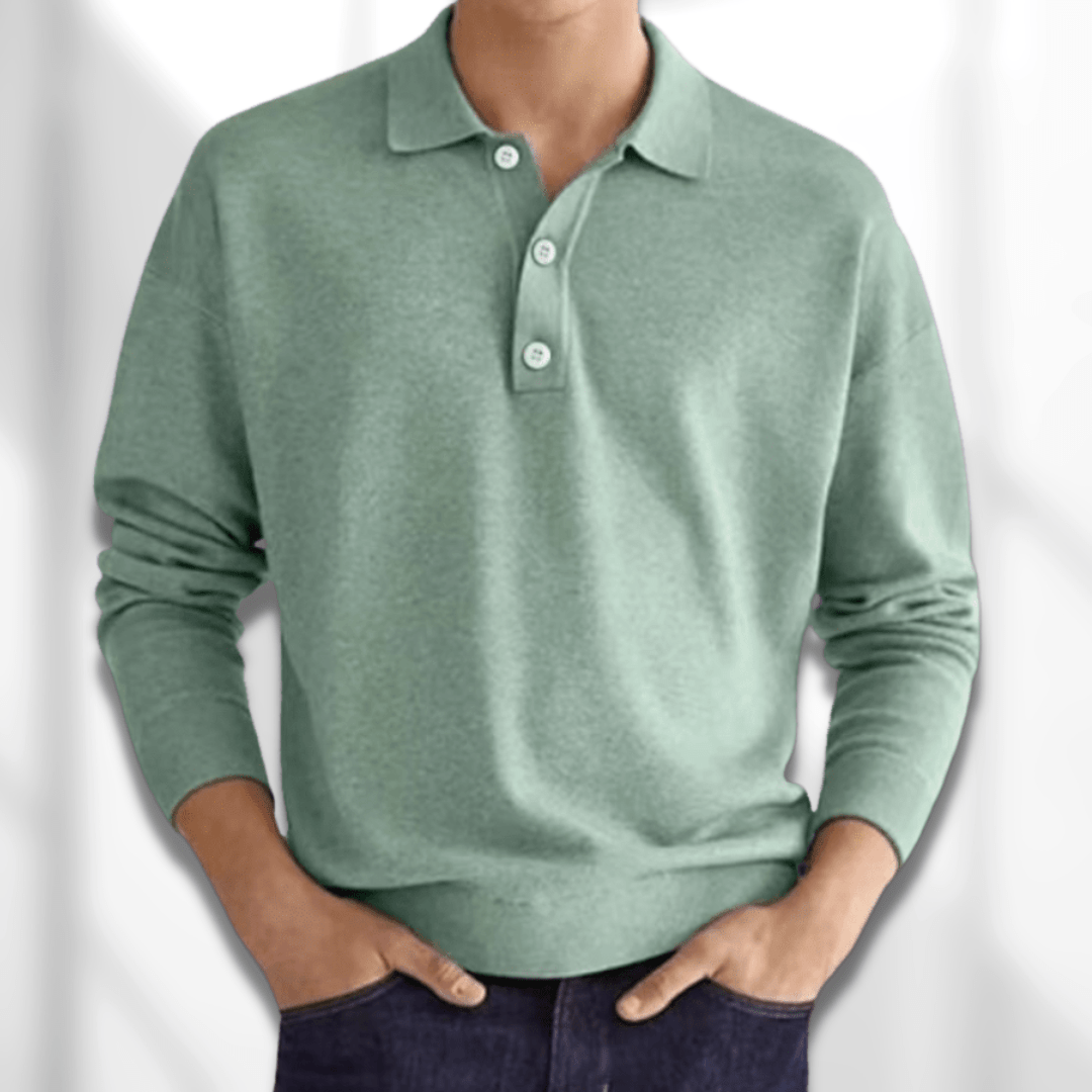 Men's Knit Polo Sweater | Long Sleeve Casual Jumper