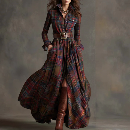 Women's Leopard Print Velvet Colorblock Lapel Long Overcoat