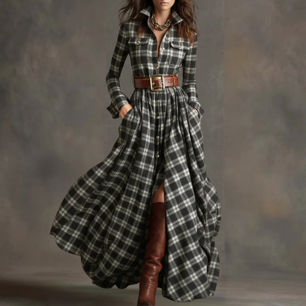 Women's Leopard Print Velvet Colorblock Lapel Long Overcoat