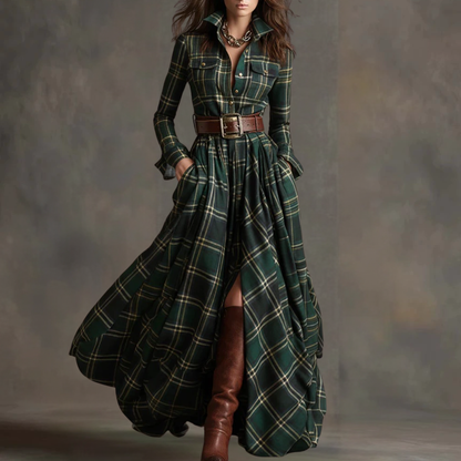 Women's Leopard Print Velvet Colorblock Lapel Long Overcoat