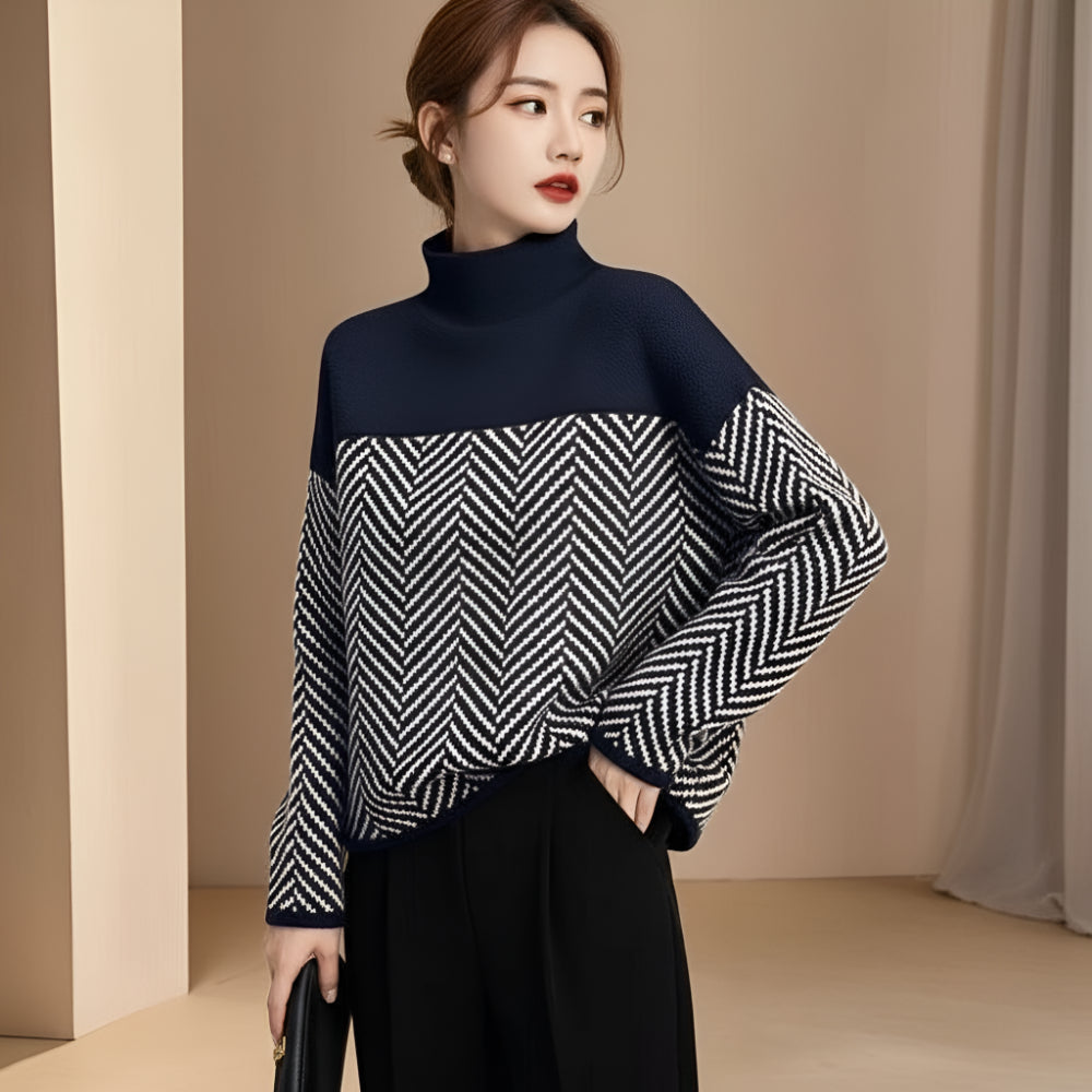 Women Oversized Turtleneck Knit Sweater – Warm Winter Jumper