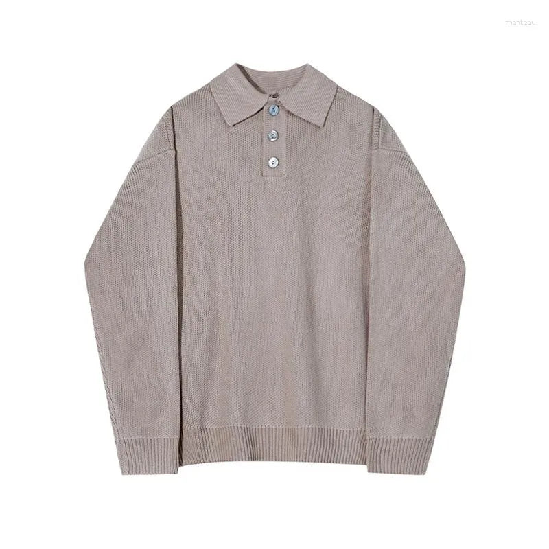 Men’s Casual Knit Polo Sweater | Long Sleeve Ribbed Jumper