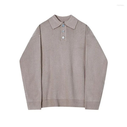 Men’s Casual Knit Polo Sweater | Long Sleeve Ribbed Jumper