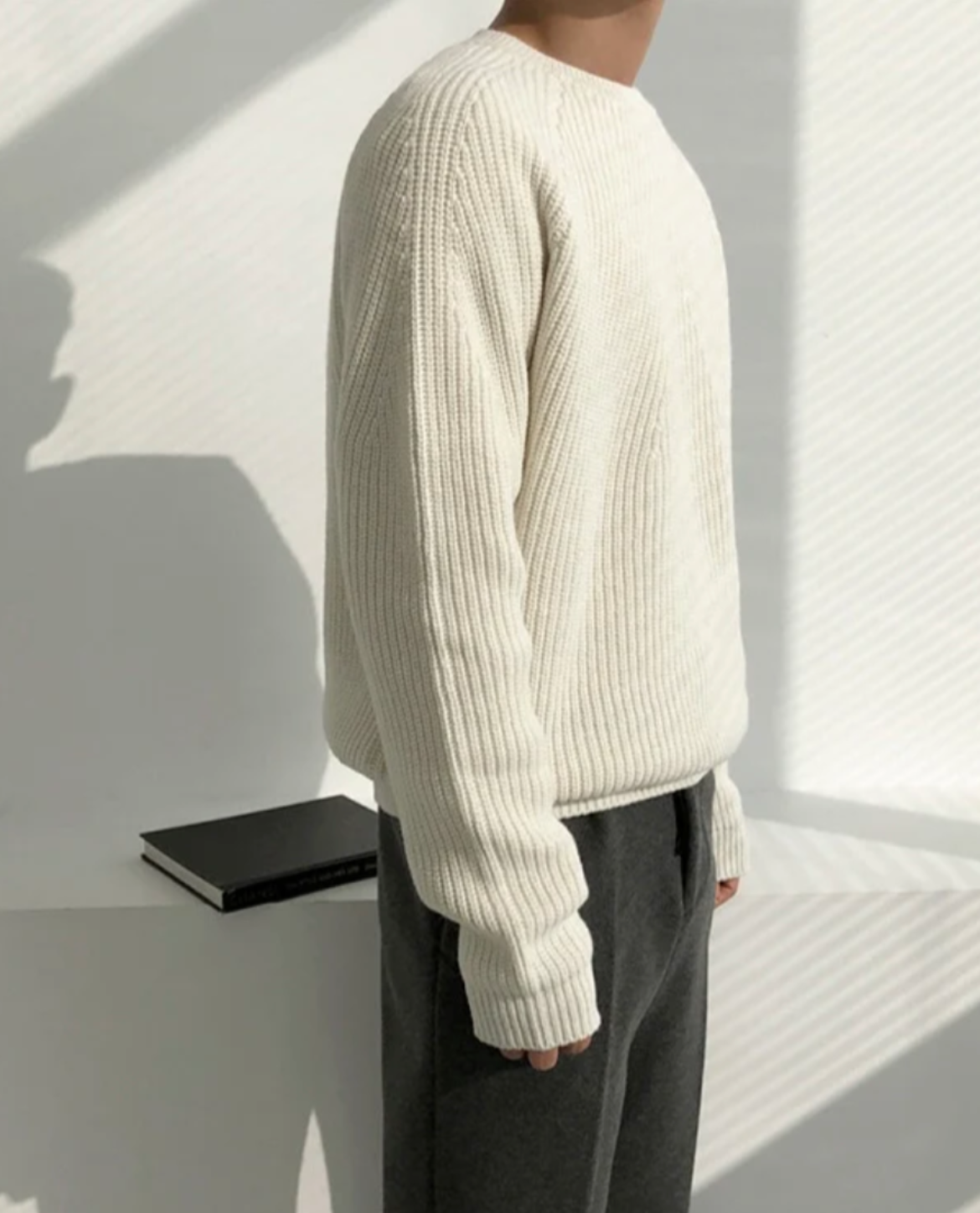 Men's Ribbed Knit Crew Neck Jumper | Warm Oversized Pullover