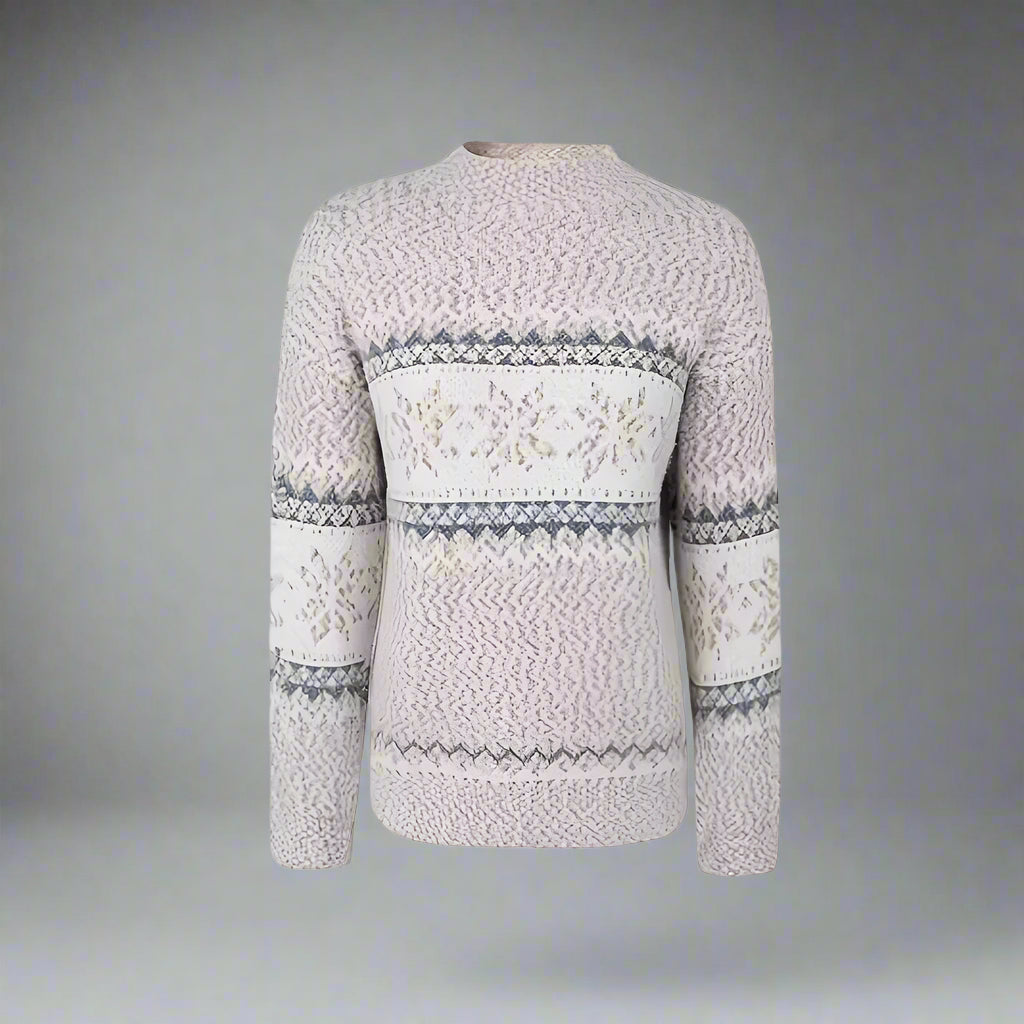 Women Oversized Fair Isle Jumper | Cozy Knitted Crew Neck Sweater