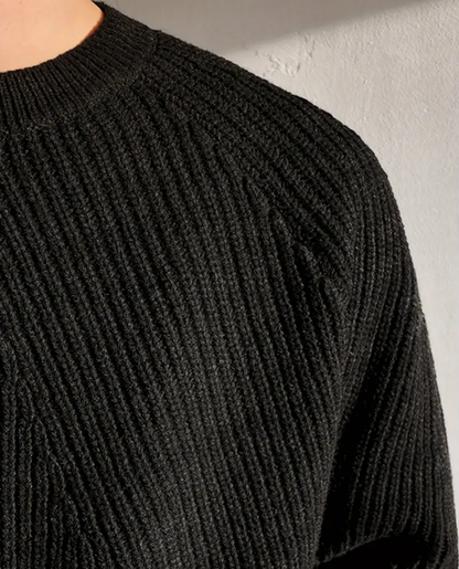 Men's Ribbed Knit Crew Neck Jumper | Warm Oversized Pullover