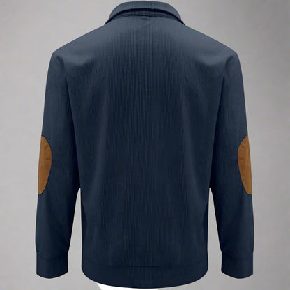 Men's Ribbed Knit Button Collar Jumper | Warm Long Sleeve Fit
