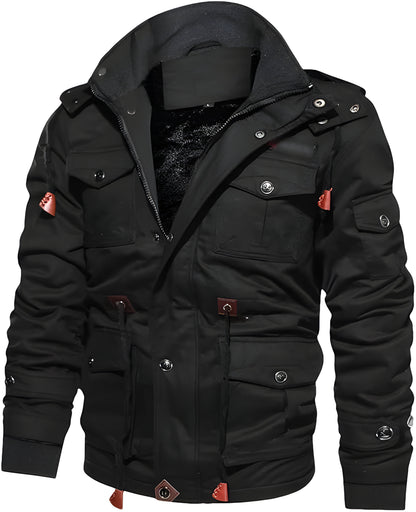 Men’s Warm Winter Jacket | Hooded Utility Multi Pocket