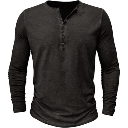 Men’s Casual Henley Shirt | Long Sleeve Slim Fit Top