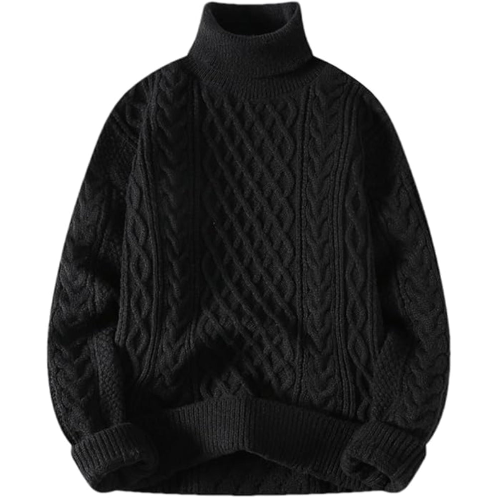 Men’s Cable Knit Turtleneck Sweater | Long Sleeve Winter Jumper