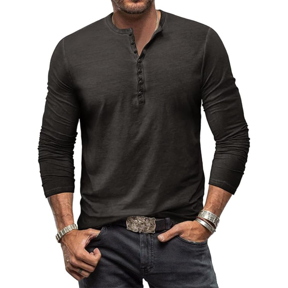 Men’s Casual Henley Shirt | Long Sleeve Slim Fit Top