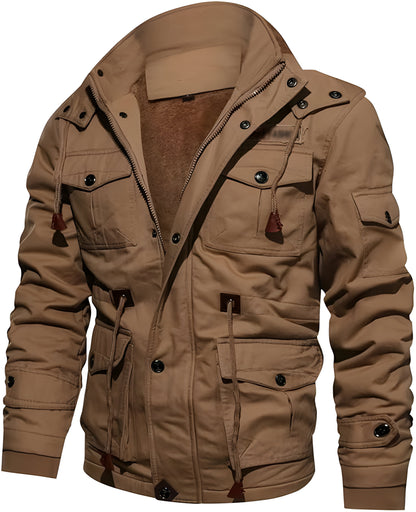 Men’s Warm Winter Jacket | Hooded Utility Multi Pocket