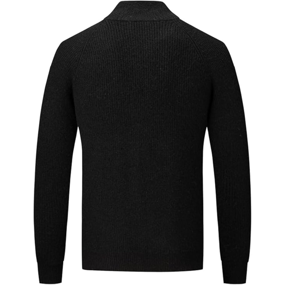 Men’s Warm Zip Up Jumper | Ribbed Knit Long Sleeve Sweater