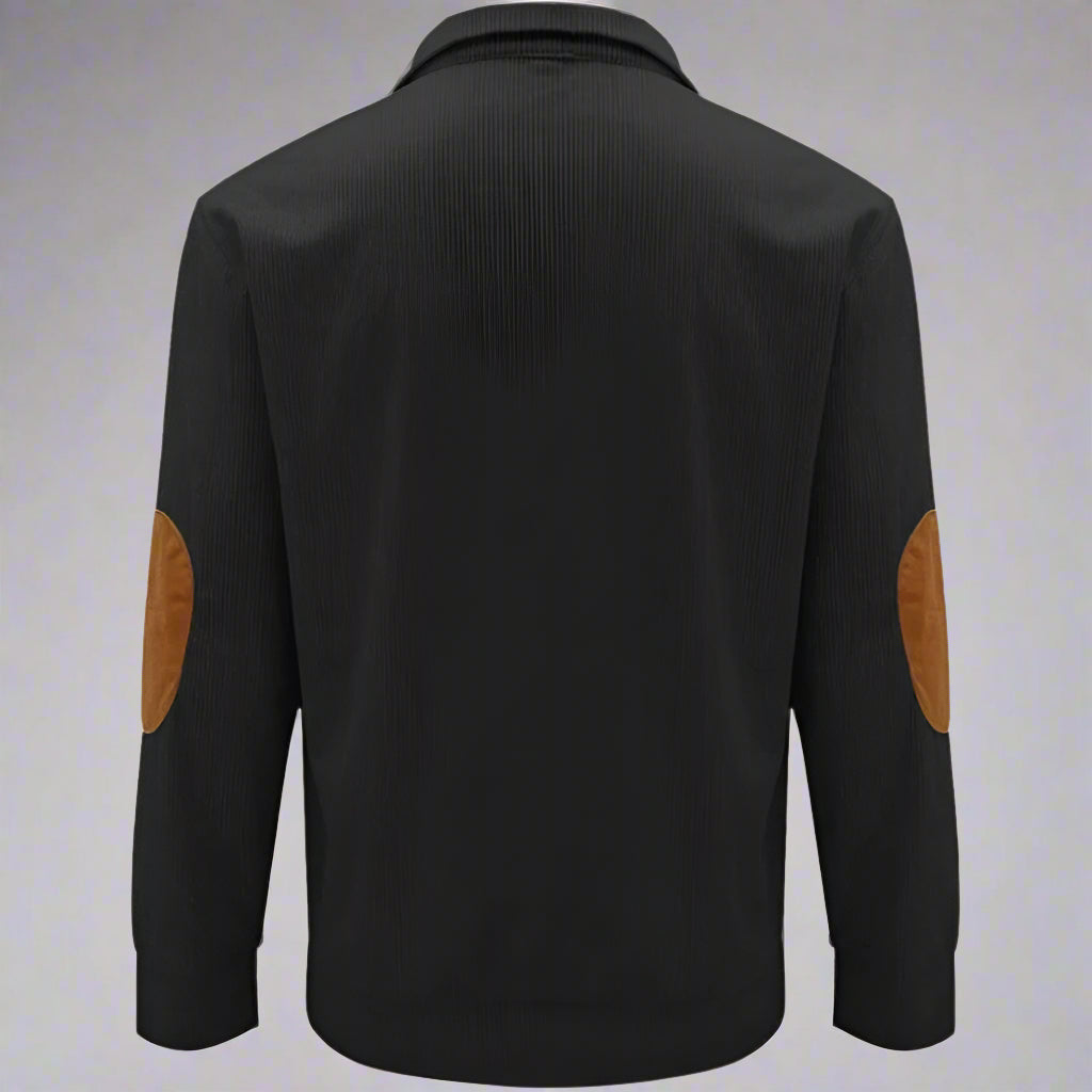 Men's Ribbed Knit Button Collar Jumper | Warm Long Sleeve Fit