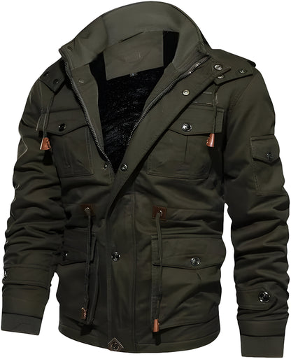Men’s Warm Winter Jacket | Hooded Utility Multi Pocket