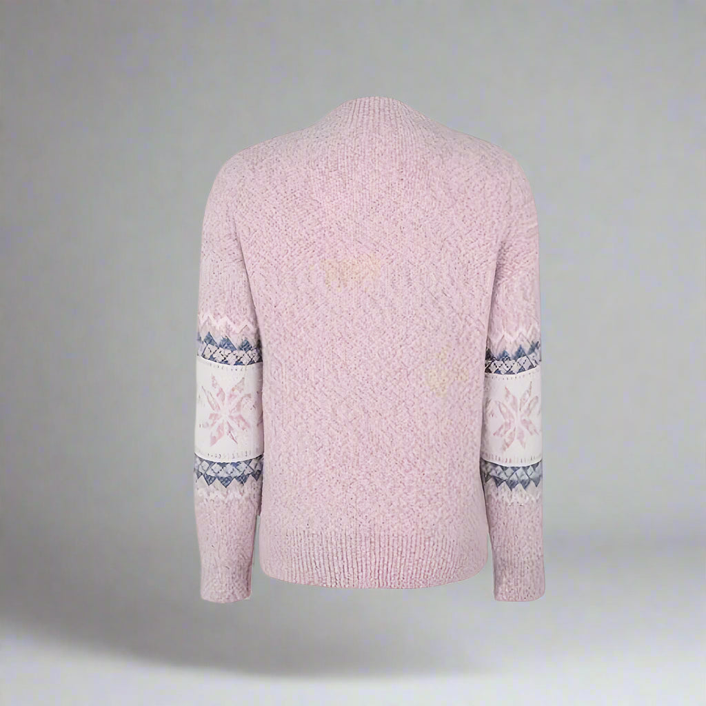 Women Oversized Fair Isle Jumper | Cozy Knitted Crew Neck Sweater