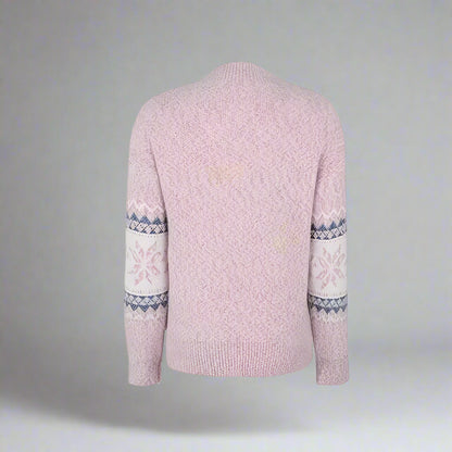 Women Oversized Fair Isle Jumper | Cozy Knitted Crew Neck Sweater