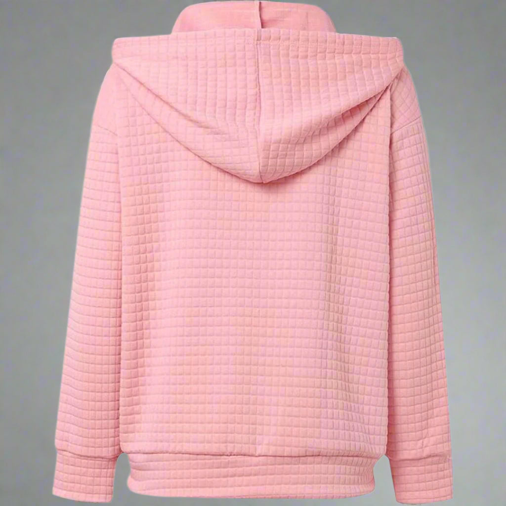 Women Casual Zip Up Hoodie | Waffle Knit Long Sleeve