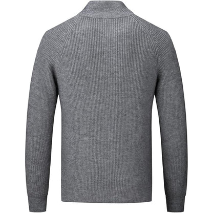 Men’s Warm Zip Up Jumper | Ribbed Knit Long Sleeve Sweater