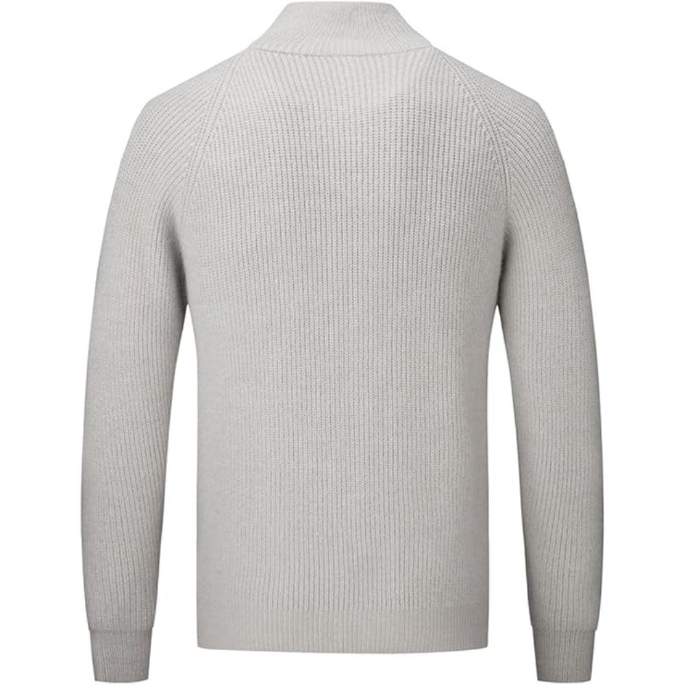 Men’s Warm Zip Up Jumper | Ribbed Knit Long Sleeve Sweater