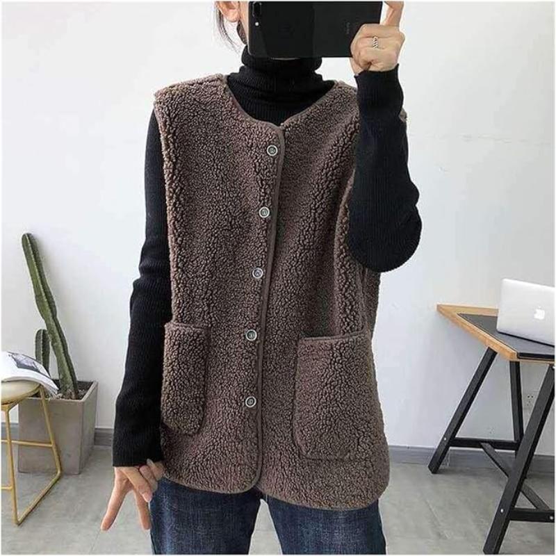 Women's Oversized Teddy Fleece Vest | Cozy Sleeveless Gilet