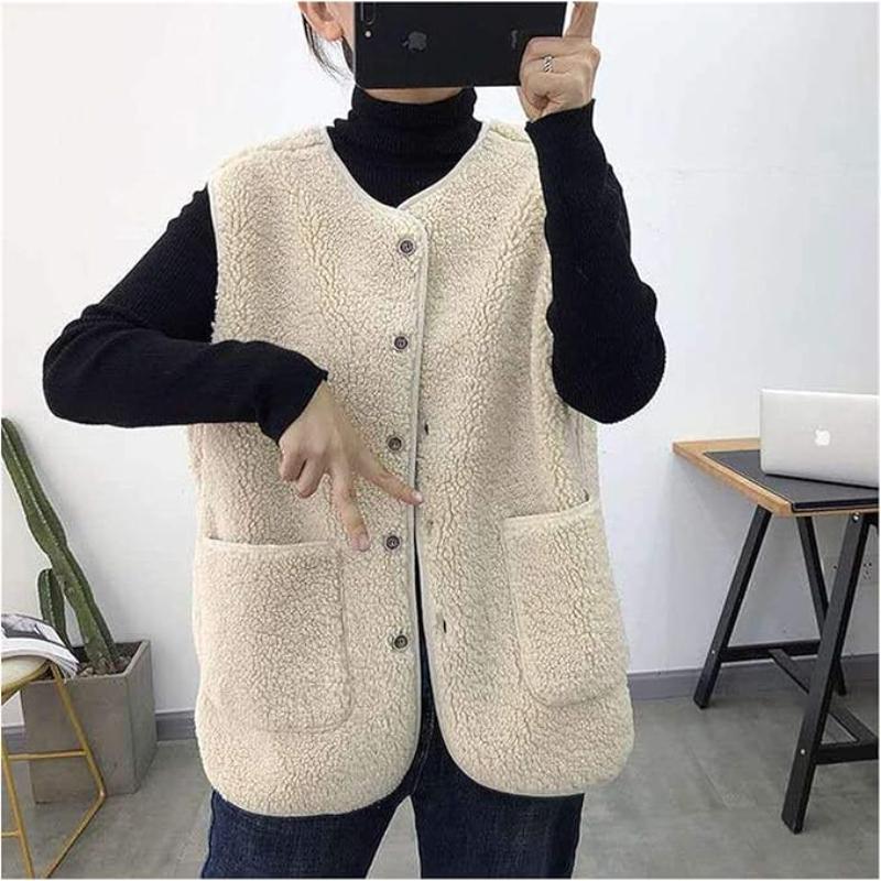 Women's Oversized Teddy Fleece Vest | Cozy Sleeveless Gilet