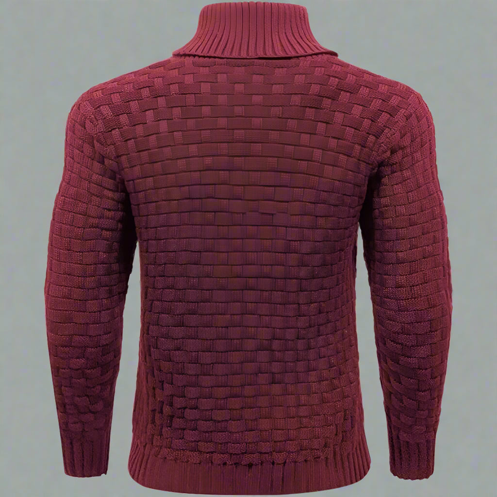 Men's Textured Knit Shawl Collar Jumper | Warm Button Neck Fit
