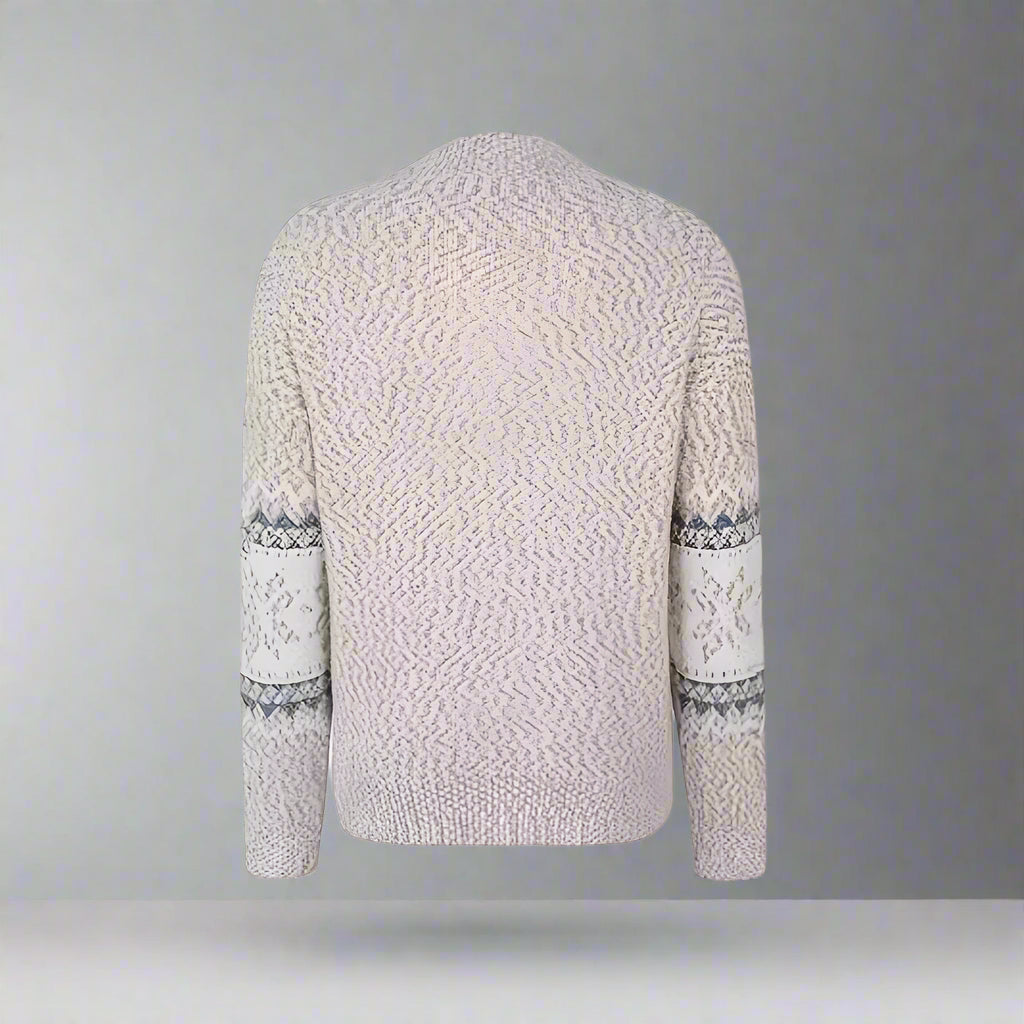 Women Oversized Fair Isle Jumper | Cozy Knitted Crew Neck Sweater