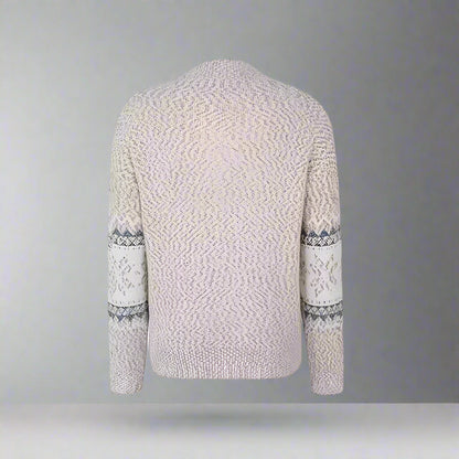 Women Oversized Fair Isle Jumper | Cozy Knitted Crew Neck Sweater