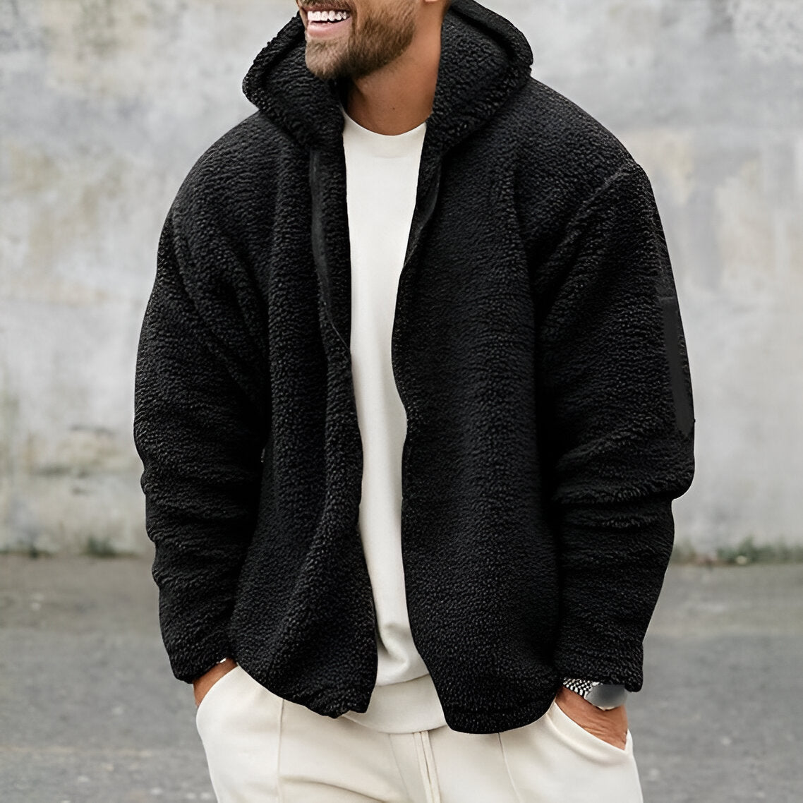 Men’s Sherpa Fleece Jacket | Warm Cosy Zip Up Teddy