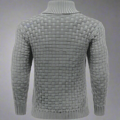 Men's Textured Knit Shawl Collar Jumper | Warm Button Neck Fit