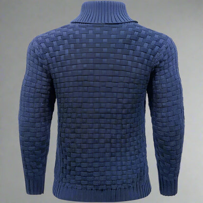 Men's Textured Knit Shawl Collar Jumper | Warm Button Neck Fit
