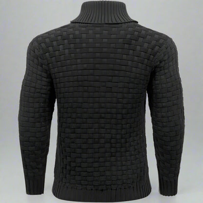 Men's Textured Knit Shawl Collar Jumper | Warm Button Neck Fit