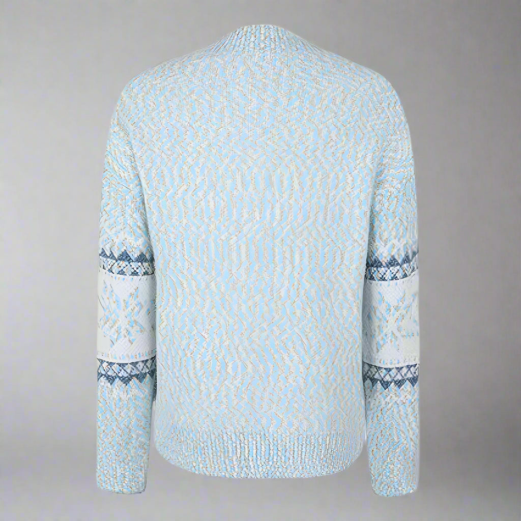 Women Oversized Fair Isle Jumper | Cozy Knitted Crew Neck Sweater