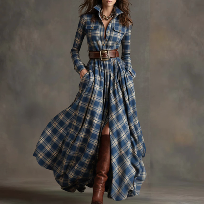 Women's Leopard Print Velvet Colorblock Lapel Long Overcoat