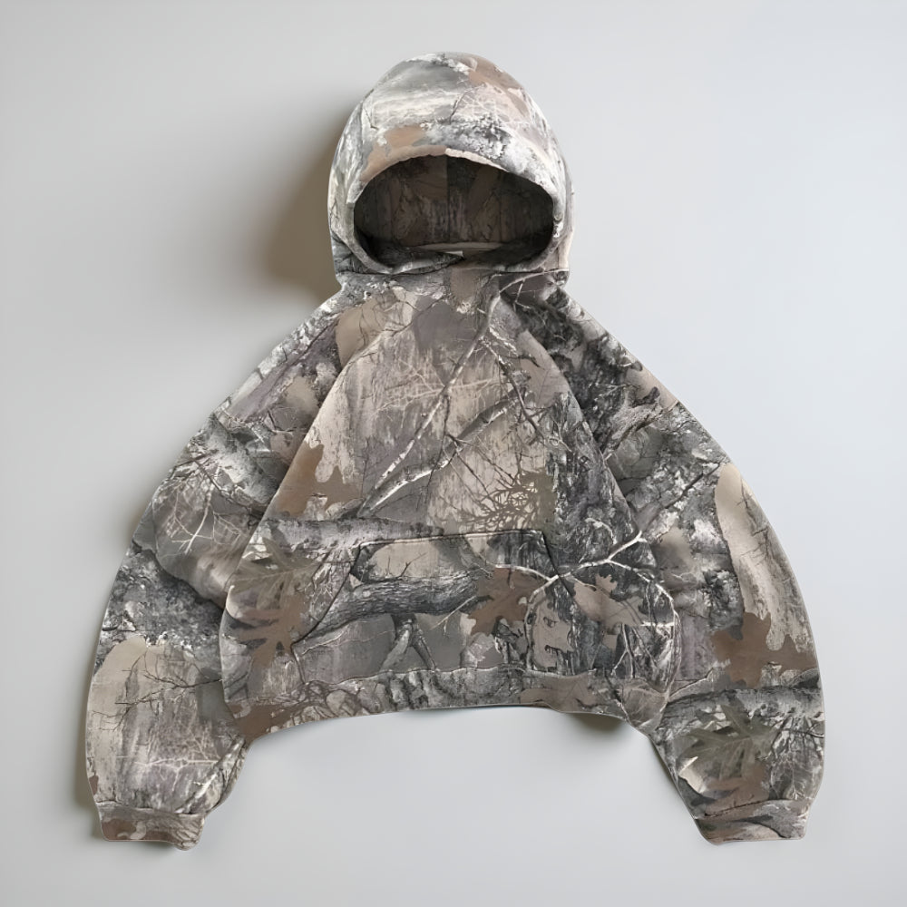 Men’s Oversized Camo Hoodie – Long Sleeve Streetwear