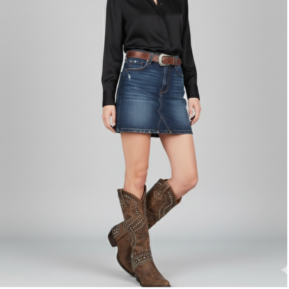 Women's Cowgirl Knee High Boots - Western Studded Heels Shoes