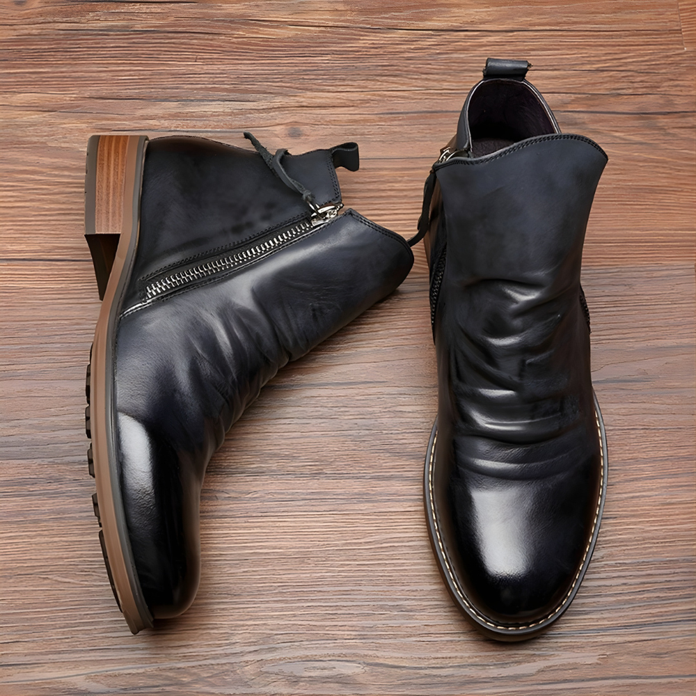Men's Leather Ankle Boots - Chelsea Ankle Zipper